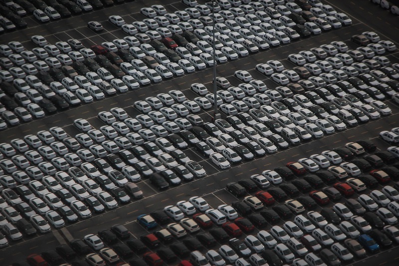  Safest Used Cars for Teenagers Overhead View of a Dealership Lot