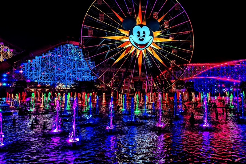 Things to Do in Orange County During Summer View of Mickey's Fun Wheel at California Adventure During World of Color