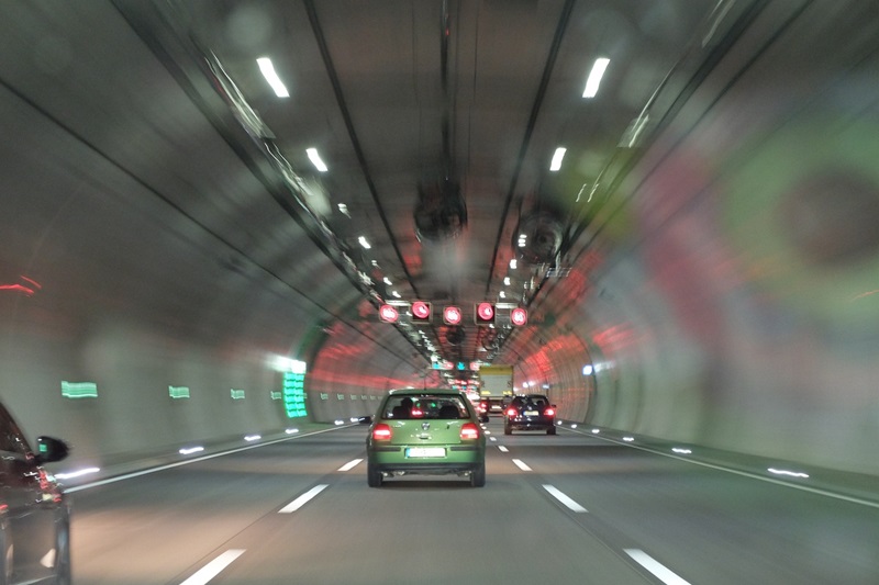 How to Make a Lane Change View of a Tunnel on a Highway with Cars Driving