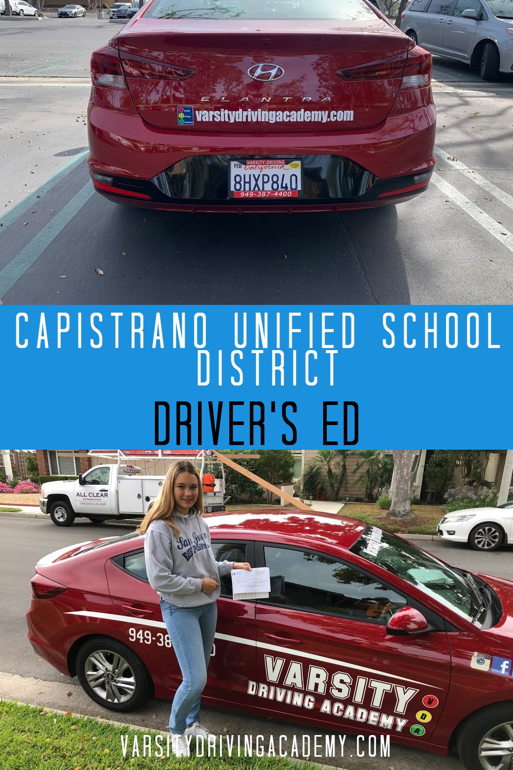 Varsity Driving Academy is the best Capistrano Unified School District drivers ed servicing Orange County High School with free drop off and pick up. 