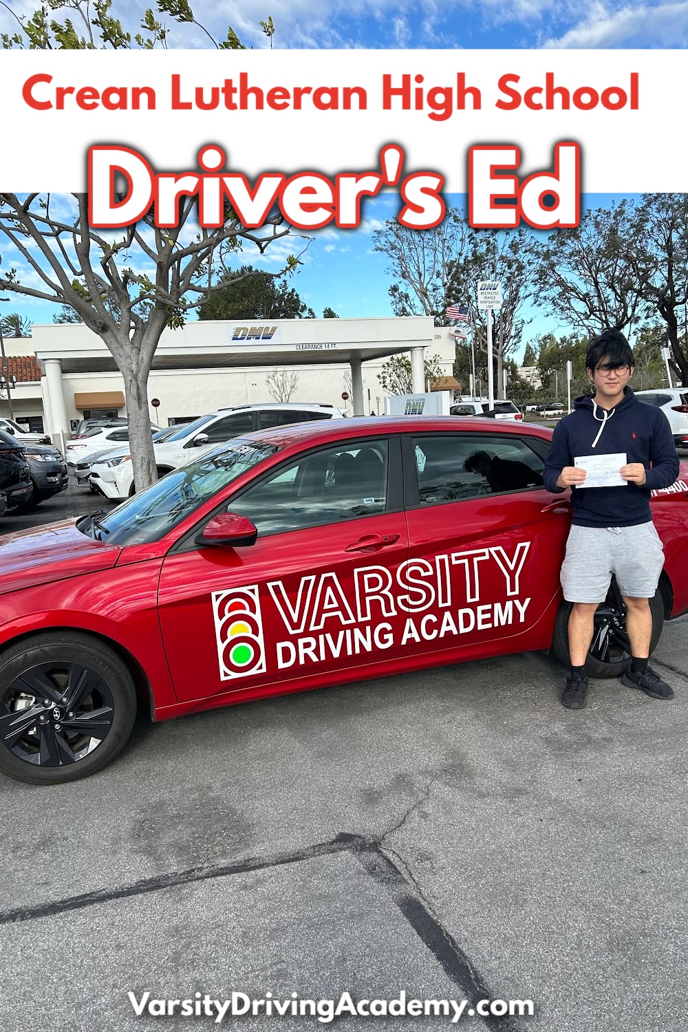 Welcome to Varsity Driving Academy, Crean Lutheran High School your #1 rated Driver's Ed for safety and success rate amongst students.