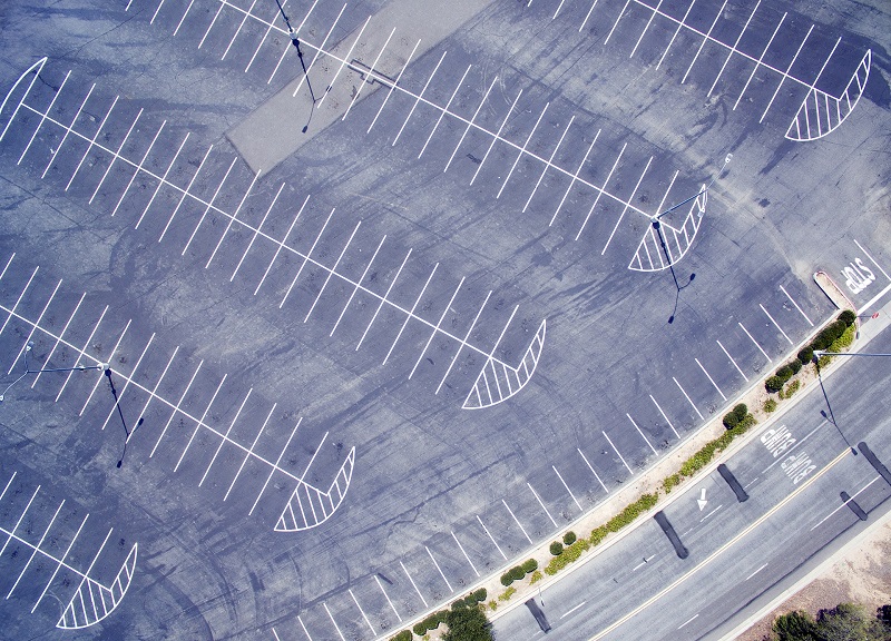 Where to Practice Driving in Irvine Overhead Shot of an Empty Parking Lot