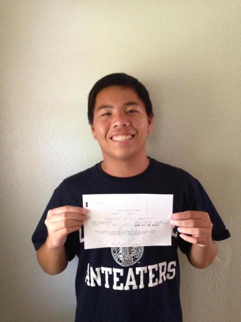 Andre from Irvine High School passes Driving Test with Varsity Driving Academy