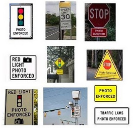 red light camera warning signs